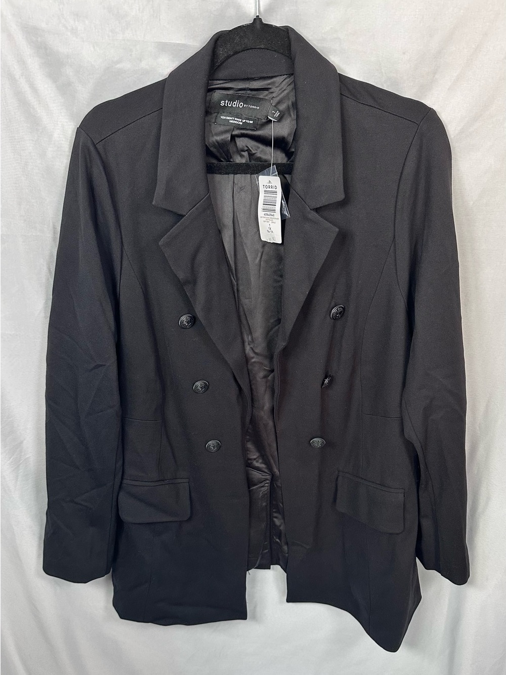 Torrid Deep Black Ponte Double Breasted Relaxed Blazer NWT Size 1